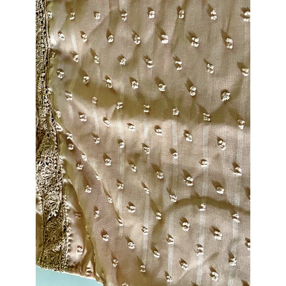 Sheer Beige Swiss Dot Striped Blouse size XL - Picture 6 of 10